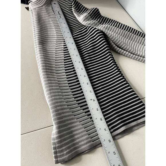 Ming Wang‎ Jacket Womens Full Zip Stripped Crewneck 3/4 Sleeve Gray Black Size S - Picture 10 of 11